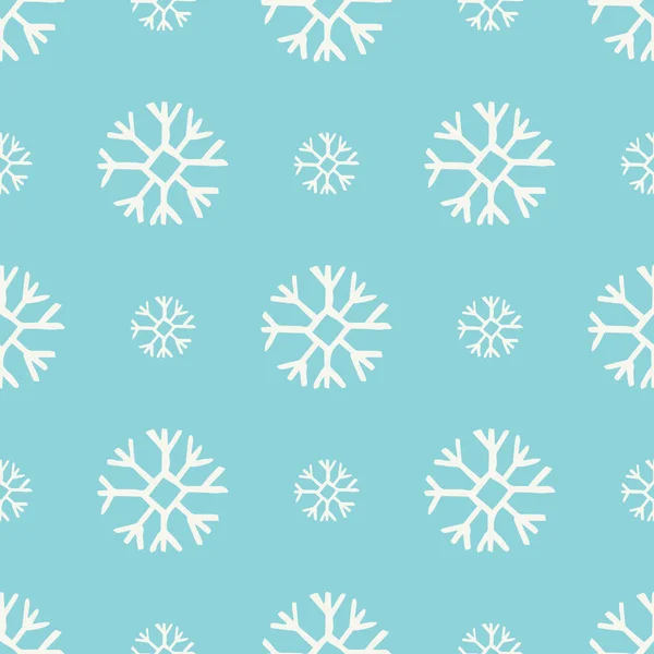 Fondo sin costuras de copos de nieve dibujados a mano — Vector de stock