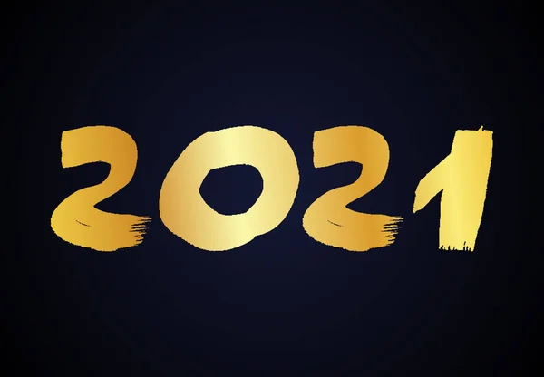 2021 złota grunge liternictwo i ręcznie rysowane numery — Wektor stockowy