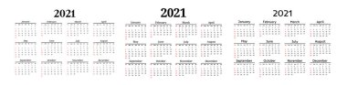 2021 takvimi beyaz arkaplanda izole edildi