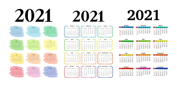 2021年日历，白色背景隔离 — 图库矢量图片