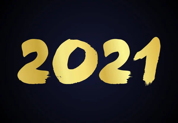 Золотий гранжевий блокнот 2021 року та намальовані номери рук — стоковий вектор