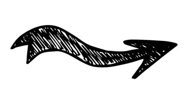 Siyah el çizilmiş ok