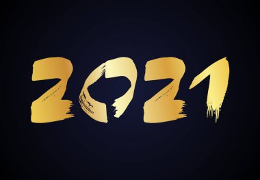 2021 altın grunge harfler ve el çizimi rakamlar