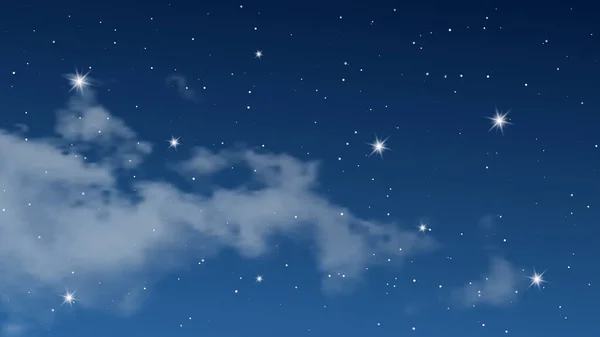 Cielo nocturno con nubes y muchas estrellas — Vector de stock