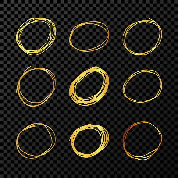 Zlatý ručně kreslený kruh čmáranice — Stockový vektor