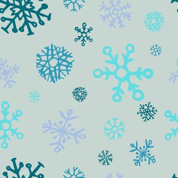 Fondo sin costuras de copos de nieve dibujados a mano — Vector de stock