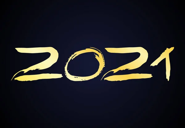 2021 złota grunge liternictwo i ręcznie rysowane numery — Wektor stockowy