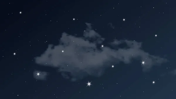 Ночное небо с облаками и многими звездами — стоковый вектор