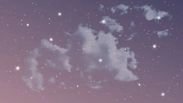 Nocne niebo z chmurami i wieloma gwiazdami — Wektor stockowy
