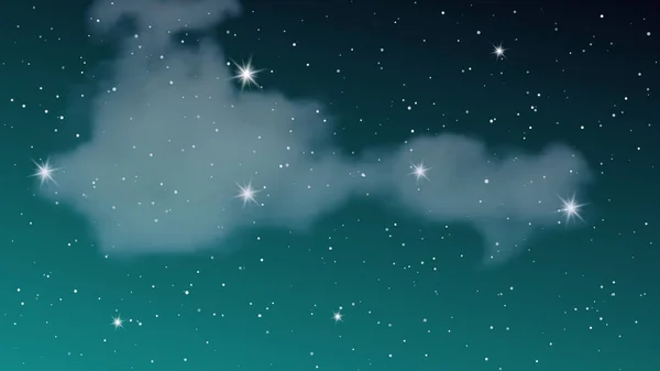 Cielo notturno con nuvole e molte stelle — Vettoriale Stock