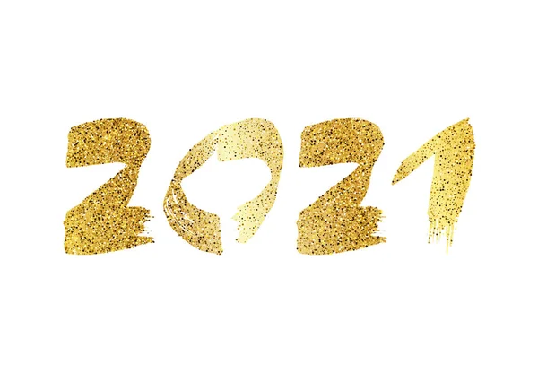 2021 gold glitter grunge lettering — Stock Vector