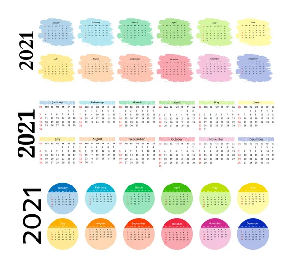 Календарь на 2021 год изолирован на белом фоне — стоковый вектор