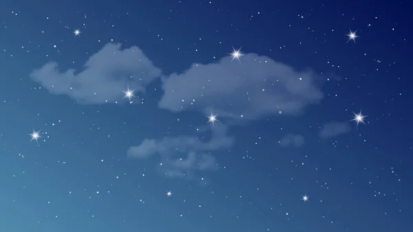 Night sky with clouds and many stars — Stock Vector
