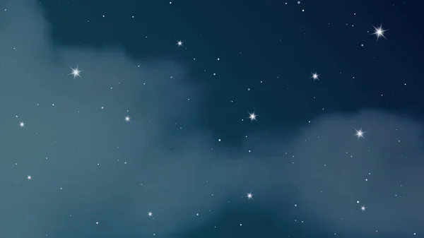 구름과 많은 별이 있는 밤하늘 — 스톡 벡터