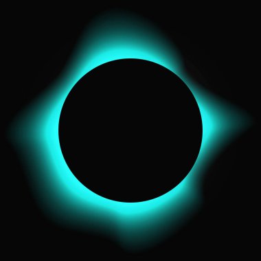 Circle illuminate frame with gradient. Blue round neon banner isolated on black background. Vector illustration