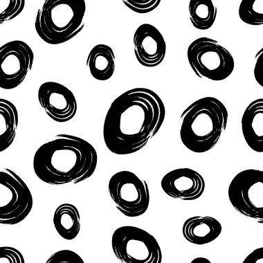 Kusursuz desenli, el çizimi, beyaz zemin üzerine çizilmiş karalama çemberleri. Soyut grunge dokusu. Vektör illüstrasyonu