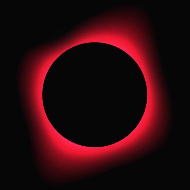Circle illuminate frame with gradient. Red round neon banner isolated on black background. Vector illustration