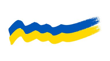 Grunge tarzında Ukrayna ulusal bayrağı. Ukrayna 'nın fırça darbesi bayrağıyla boyanmış. Vektör illüstrasyonu