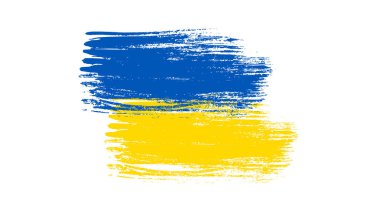 Grunge tarzında Ukrayna ulusal bayrağı. Ukrayna 'nın fırça darbesi bayrağıyla boyanmış. Vektör illüstrasyonu