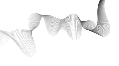 Beyaz zemin üzerinde gri dalga gradyan çizgileri olan soyut arkaplan. Modern teknoloji arka planı, dalga tasarımı. Vektör illüstrasyonu