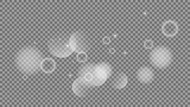 Bokeh şeffaf arkaplanda daireler çiziyor. Beyaz parlayan toz, parlayan ışıltı ve bokeh ışıkları. Vektör illüstrasyonu