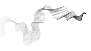 Beyaz zemin üzerinde gri dalga gradyan çizgileri olan soyut arkaplan. Modern teknoloji arka planı, dalga tasarımı. Vektör illüstrasyonu