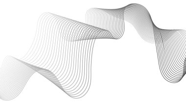 Beyaz zemin üzerinde gri dalga gradyan çizgileri olan soyut arkaplan. Modern teknoloji arka planı, dalga tasarımı. Vektör illüstrasyonu
