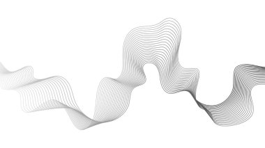 Beyaz zemin üzerinde gri dalga gradyan çizgileri olan soyut arkaplan. Modern teknoloji arka planı, dalga tasarımı. Vektör illüstrasyonu