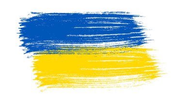 Grunge tarzında Ukrayna ulusal bayrağı. Ukrayna 'nın fırça darbesi bayrağıyla boyanmış. Vektör illüstrasyonu