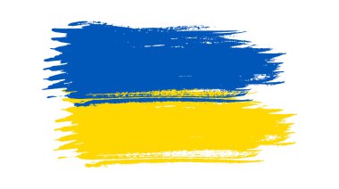 Grunge tarzında Ukrayna ulusal bayrağı. Ukrayna 'nın fırça darbesi bayrağıyla boyanmış. Vektör illüstrasyonu
