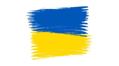 Grunge tarzında Ukrayna ulusal bayrağı. Ukrayna 'nın fırça darbesi bayrağıyla boyanmış. Vektör illüstrasyonu