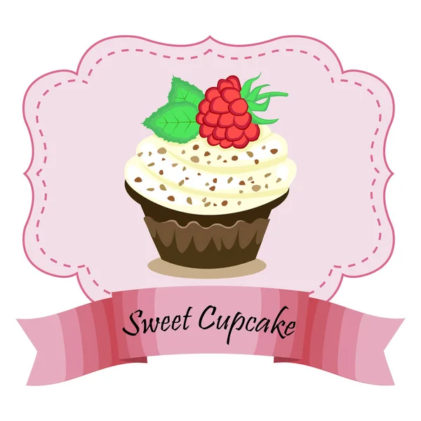 Design Vector frame with cake with raspberries. eps 10 vector illustration — Stock Vector