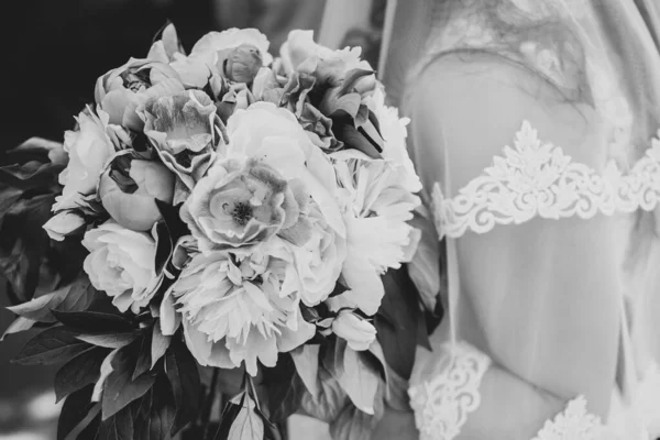 Wedding bridal bouquet of peonies