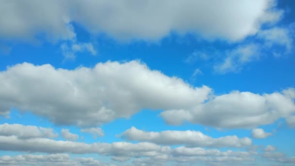 Time Lapse Clip Van Witte Pluizige Wolken Boven Blauwe Hemel — Stockvideo