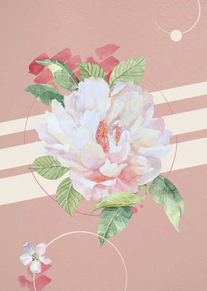 Cartão postal aquarela com flores retro — Fotografia de Stock