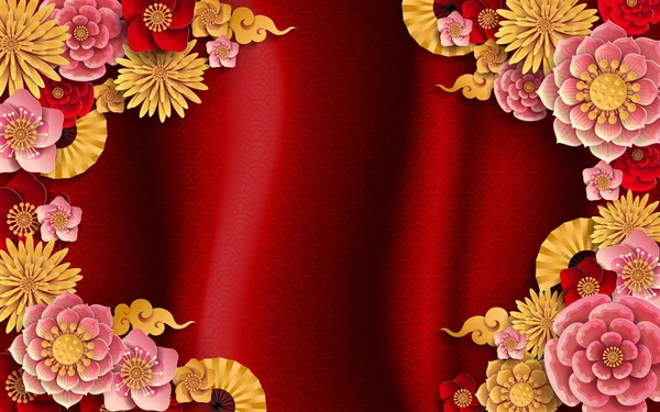 中国传统和亚洲元素背景模板的纸张颜色背景 — 图库矢量图片
