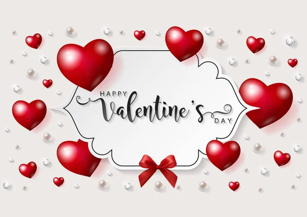 Aftelkalender Voor Valentijnsdag Wenskaartsjablonen Met Realistische Van Prachtige Roos Hart — Stockvector