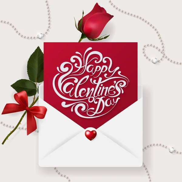 Plantillas Tarjetas Felicitación Del Día San Valentín Con Realismo Rosa — Vector de stock