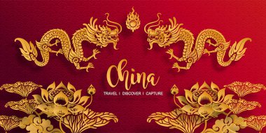 Mutlu çin yeni yıl 2020 yıl sıçan, kağıt kesilmiş sıçan karakteri, çiçek ve arka planda zanaat tarzı ile Asya elemanları. (Çince çevirisi : Happy chinese new year 2020, sıçan yılı)