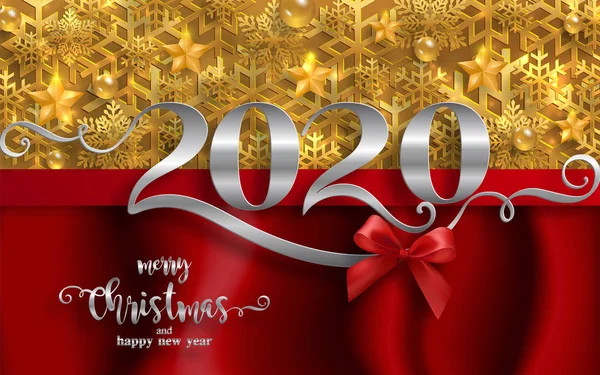 Feliz Natal Cumprimentos Feliz Ano Novo 2020 Modelos Com Belo — Vetor de Stock