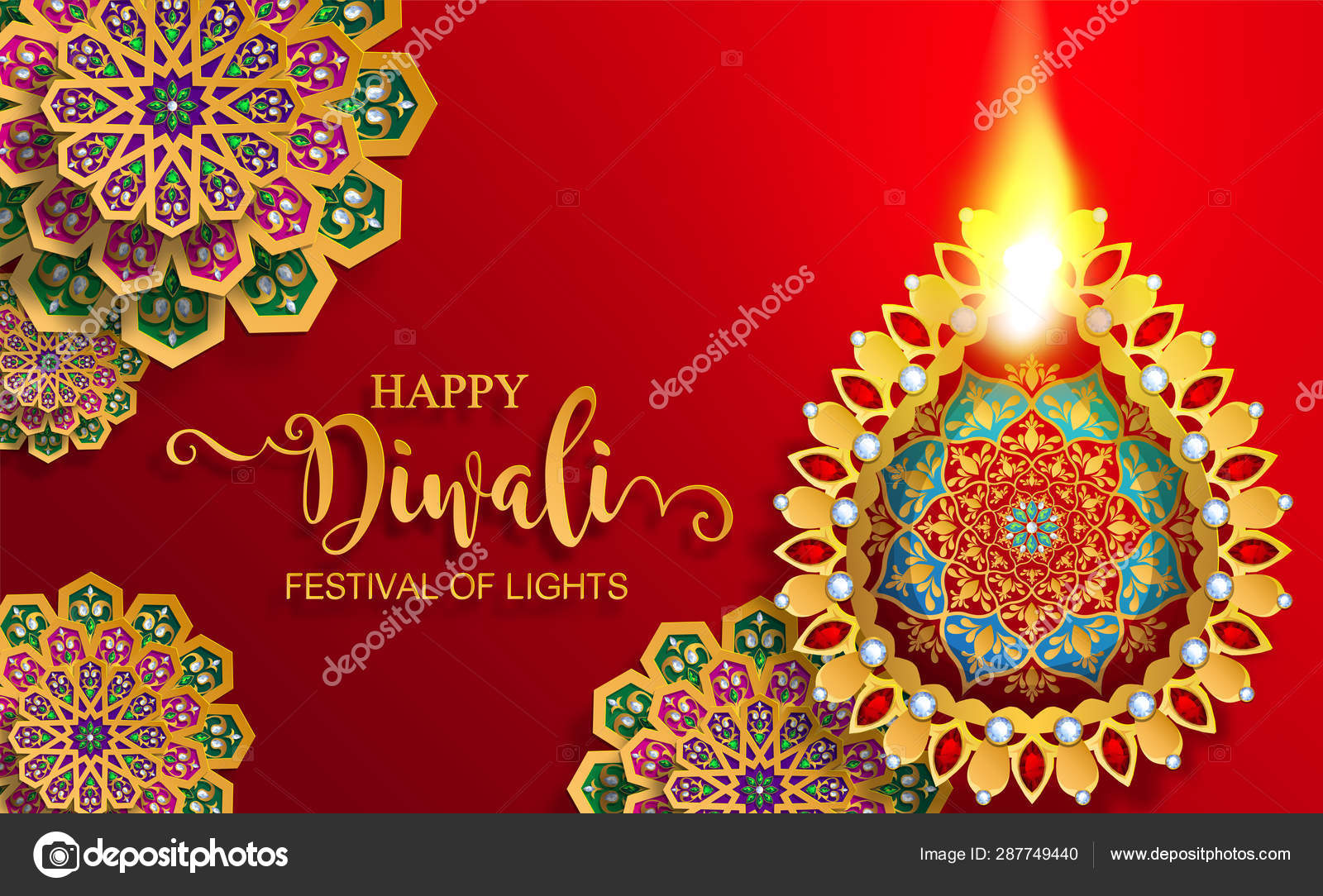 Diwali Deepavali Dipavali Festival Lights India Gold Diya ...