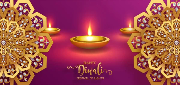 Diwali Deepavali Oder Dipavali Das Fest Der Lichter Indien Mit — Stockvektor