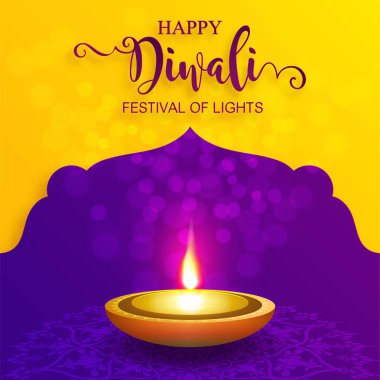 Diwali, Deepavali veya Dipavali altın Diya desenli ve kağıt renkteki kristaller ile Işıklar Hindistan Festivali arka plan.