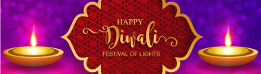 Diwali, Deepavali veya Dipavali altın Diya desenli ve kağıt renkteki kristaller ile Işıklar Hindistan Festivali arka plan.