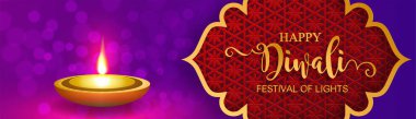 Diwali, Deepavali veya Dipavali altın Diya desenli ve kağıt renkteki kristaller ile Işıklar Hindistan Festivali arka plan.