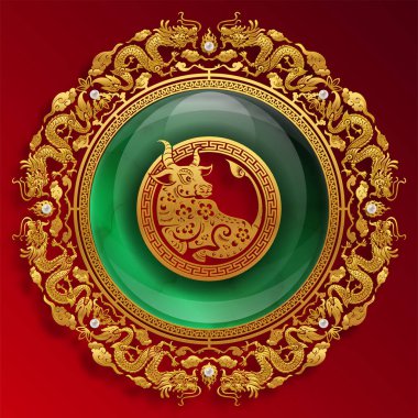 2021 yılında Çin 'de öküz, kırmızı kağıt arka planda el işi tarzıyla öküz, çiçek ve Asyalı elementleri kesiyor. (Çince çevirisi: Mutlu Çince yeni yıl 2021, öküz yılı)