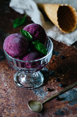 Yaban mersini dondurma dondurma kase topları