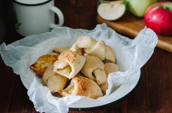 Mic Dejun Croissante Mici Casă Stil Rustic — Fotografie, imagine de stoc