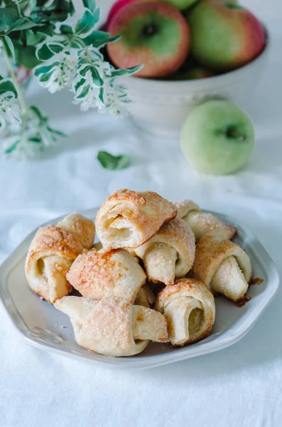 Mic Dejun Croissante Mici Casă Stil Rustic — Fotografie, imagine de stoc