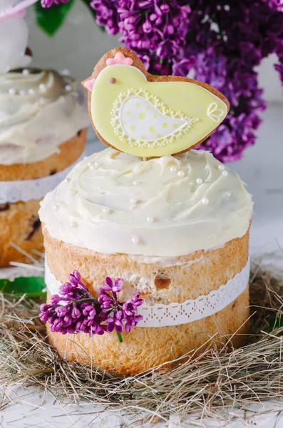 Easter Cake Russian Ukrainian Traditional Kulich Paska Easter Bread Selective — Stock Photo, Image